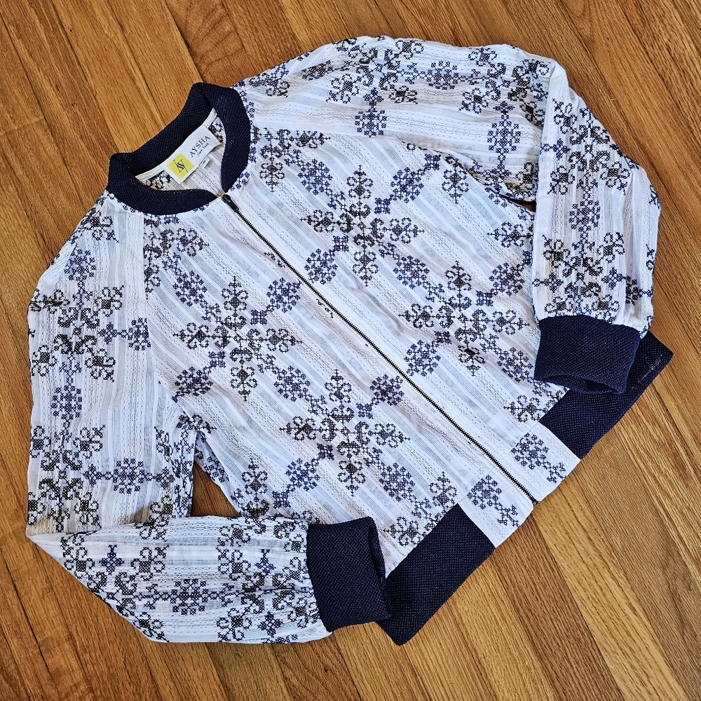 Aysha New York Designer Bomber Zip Up Jacket
